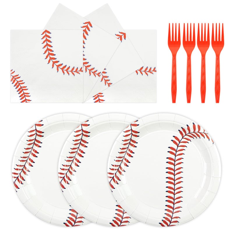 HFBOBP 72 Pcs Baseball Paper Plates and Napkins, 7inch Baseball Themed Party Supplies Decorations Disposable Tableware Dinnerware Set for Sport Themed Party Favors Kids Boys Girls Birthday - Image 1